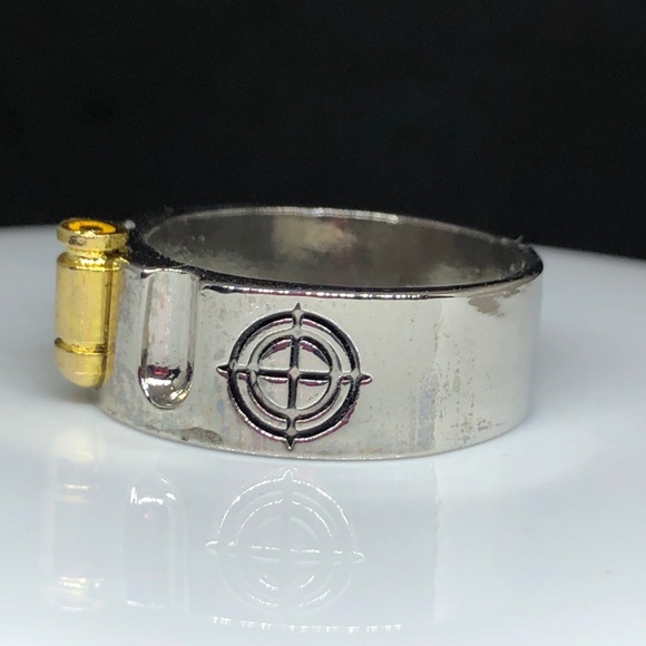 Unisex Two Tone Bullet Ring - Picture 2 of 9